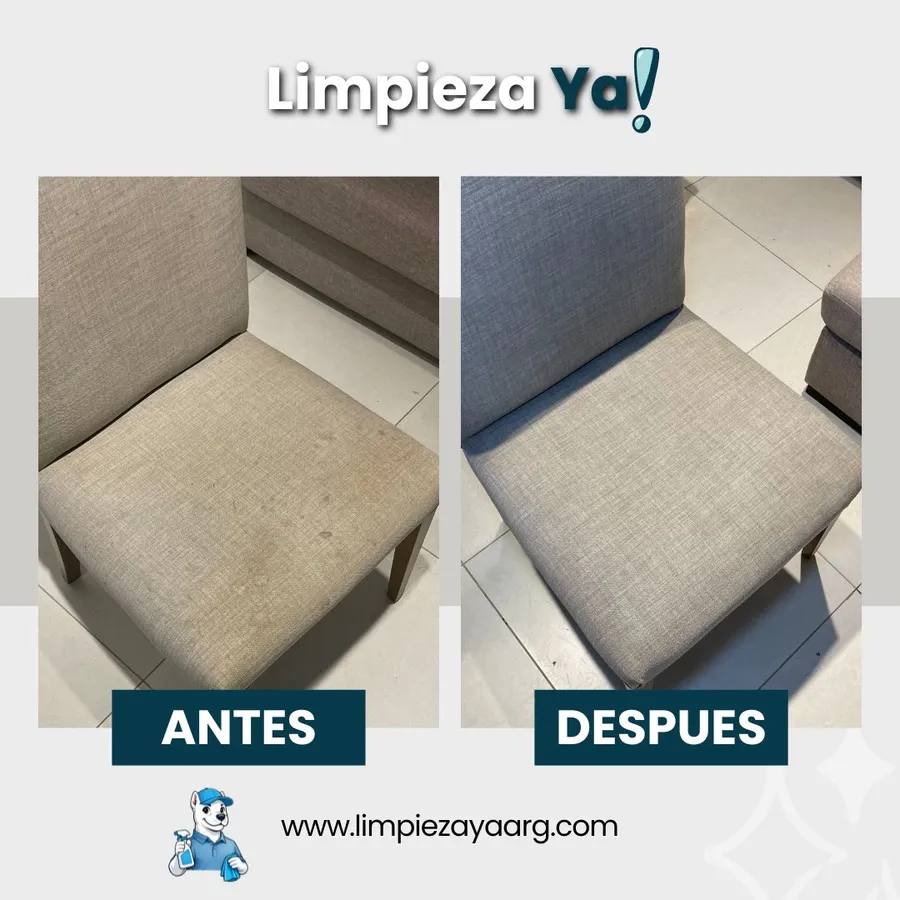 Antes y después — limpieza de silla de comedor